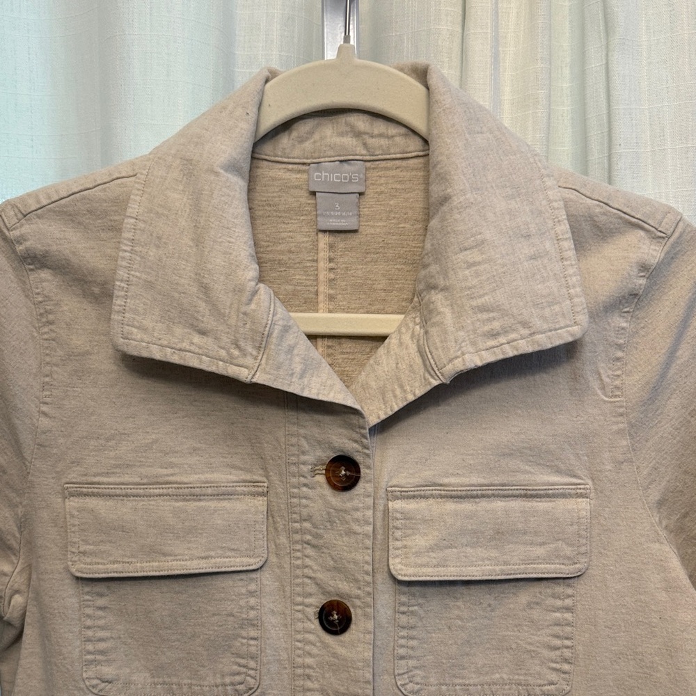 Chico's Oatmeal Cinch-Waist Utility Jacket